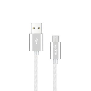 CU1805 Cable Datos Nailon 2.4A - Micro USB Plata (1M)