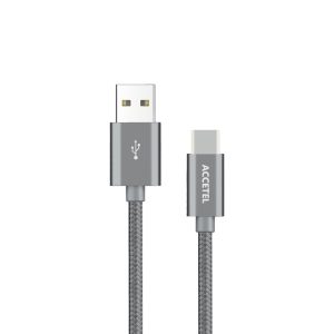 CU1807 Cable Datos Nailon 2.4A - USB-C Gris (1M)