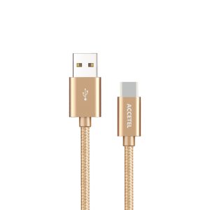 CU1809 Cable Datos Nailon 2.4A - USB-C Dorado (1M)