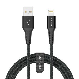CU2802 Cable Datos Nailon Flex 2.4A - USB a Lightning Negro (1M)