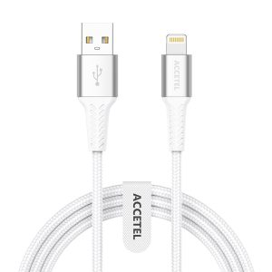 CU2803 Cable Datos Nailon Flex 2.4A - USB a Lightning Blanco (1M)