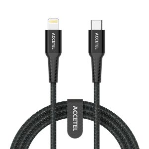 CU2822 Cable Datos Carga Rápida Nailon Flex 30W - USB-C a Lightning Negro (1M)