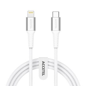 CU2823 Cable Datos Carga Rápida Nailon Flex 30W - USB-C a Lightning Blanco (1M)