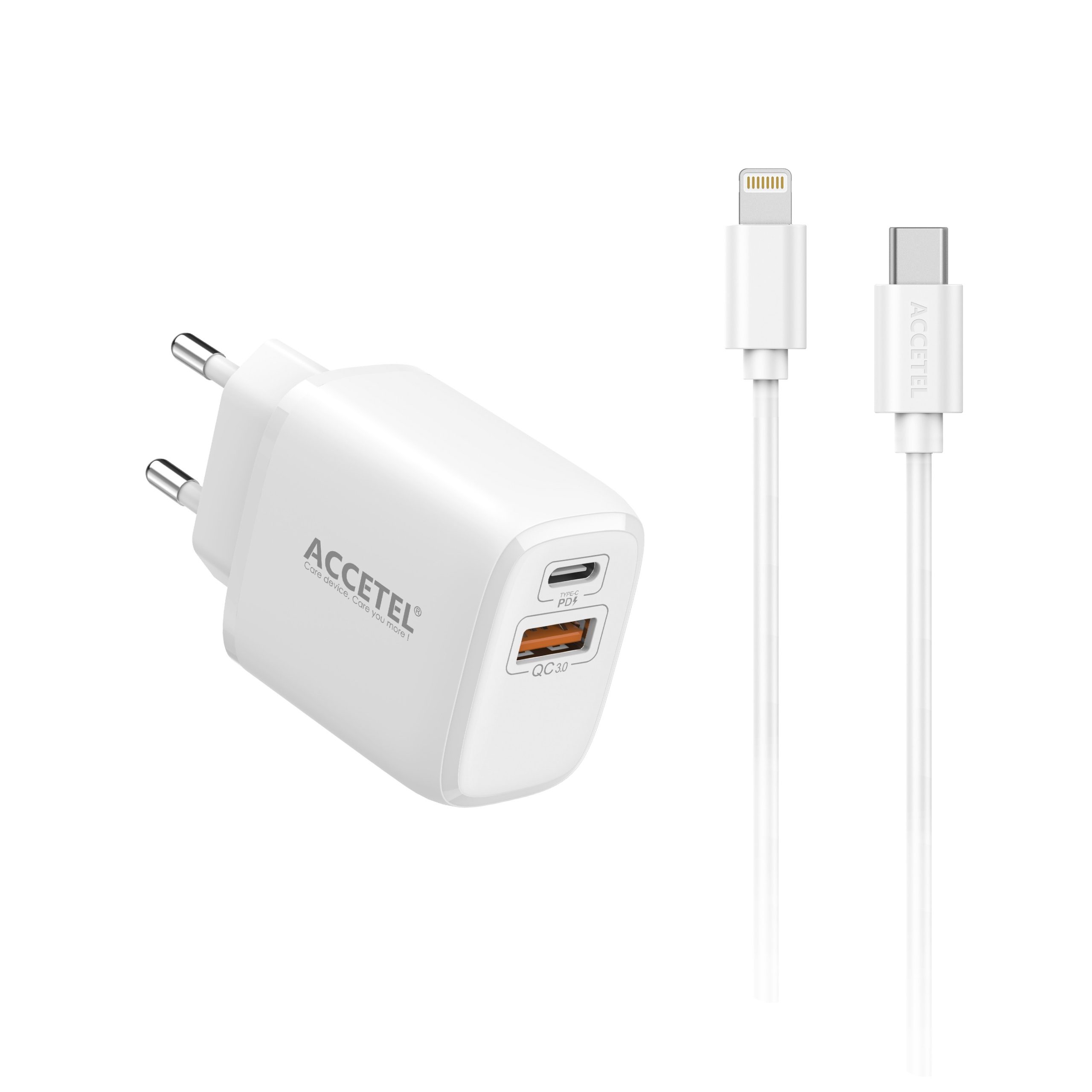 AC553 Cargador Pared Carga Rápida 25W QC/PD 3.0 - Cable USB-C a Lightning