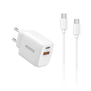 AC557 Cargador Pared Carga Rápida 25W QC/PD 3.0 - Cable USB-C a USB-C